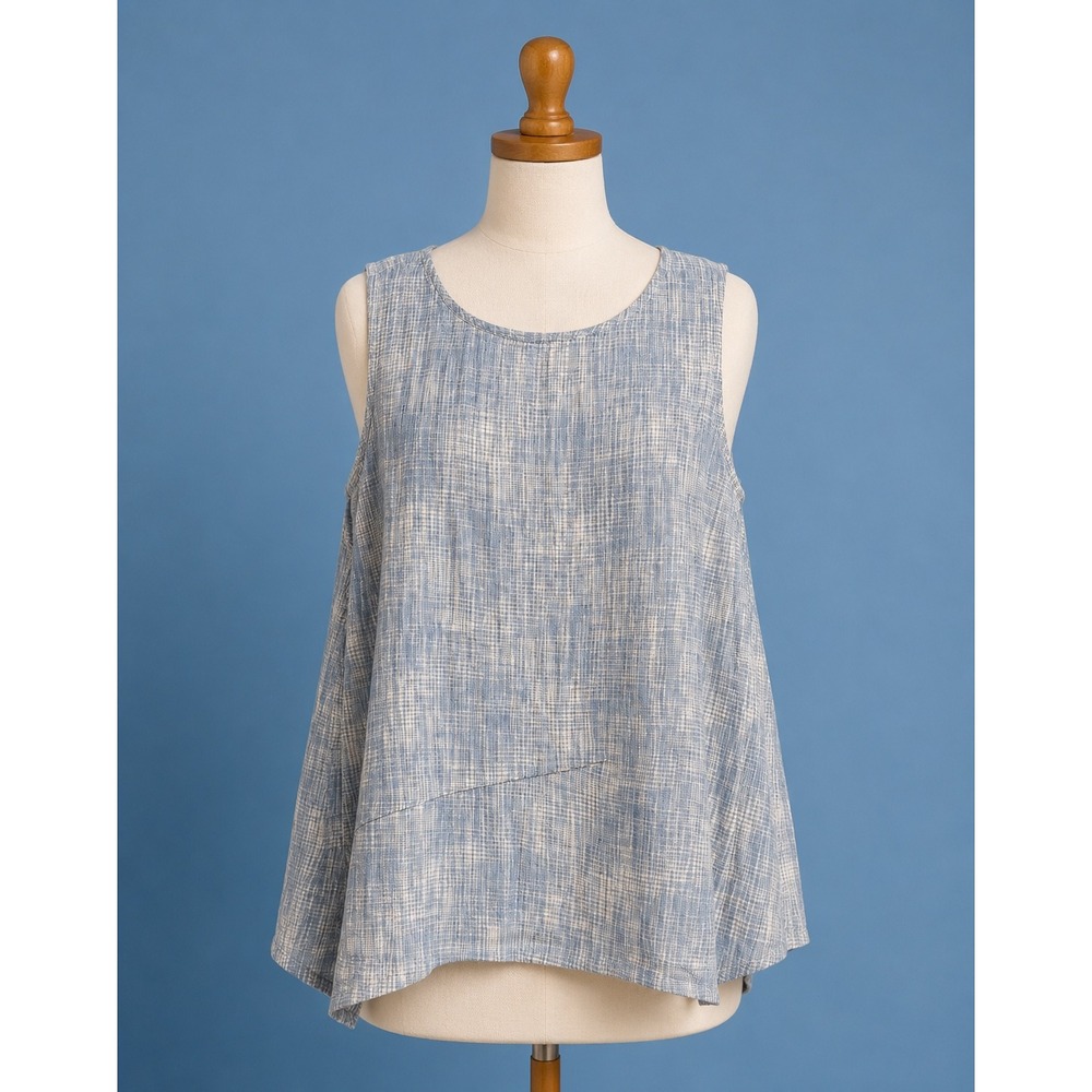 Pure Jill J. Jill Linen Textured 100% Linen Sleeveless Tunic Top Womens M